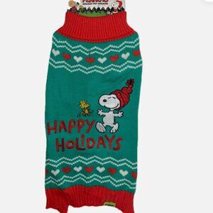 NWT PEANUTS SNOOPY WOODSTOCK CHRISTMAS HOLIDAY DOG SWEATER GREEN RED XS